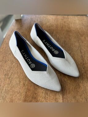 Rothy’s The Point Birdseye Flax Light Grey Flats